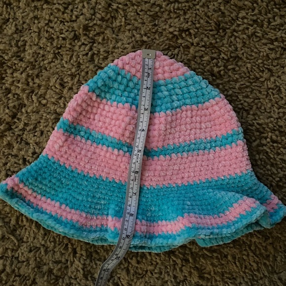 Handmade Pink And Blue Bucket Hat - Picture 2 of 4